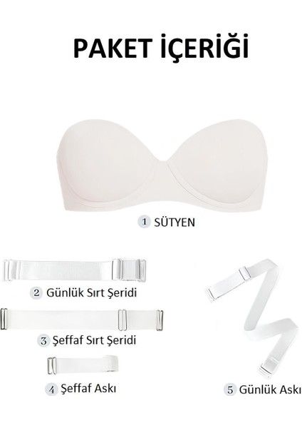 Destekli (Dolgulu) Sırtı Şeffaf Straplez Sütyen, Abiye Sütyeni (Düğün, Nişan, Kına Için Uygundur) fiyatları