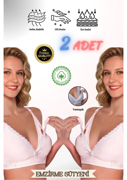 Pamuklu Hamile-Lohusa Emzirme Sütyeni-2'li Paket