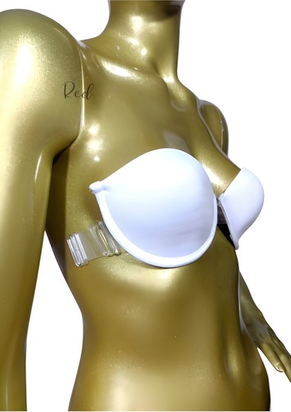 Soft Cup Sırtı Şeffaf Dekolte Abiye Sütyeni-Beyaz (Destekli-Dolgulu) modelleri