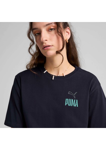Kadın Lacivert Puma Wardrobe Ess Graphic Tee Lacivert Kadın T-Shirt