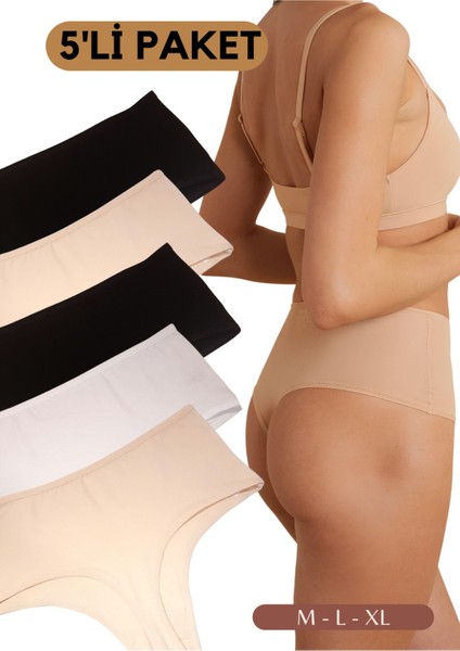 Easy Cotton Trim Highrise Yüksek Bel Tanga 5'li Paket