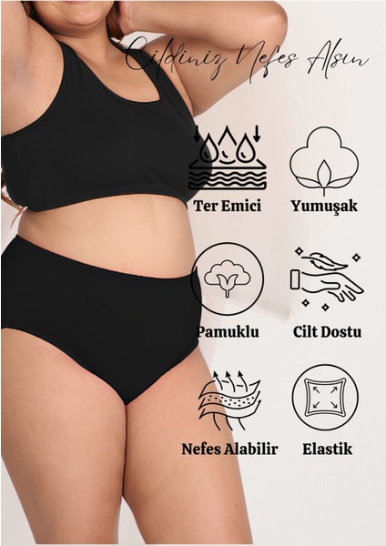 Yüksek Bel Pamuklu Büyük Beden Bato Kadın Külot 7'li Paket (Battal Boy) fiyatları