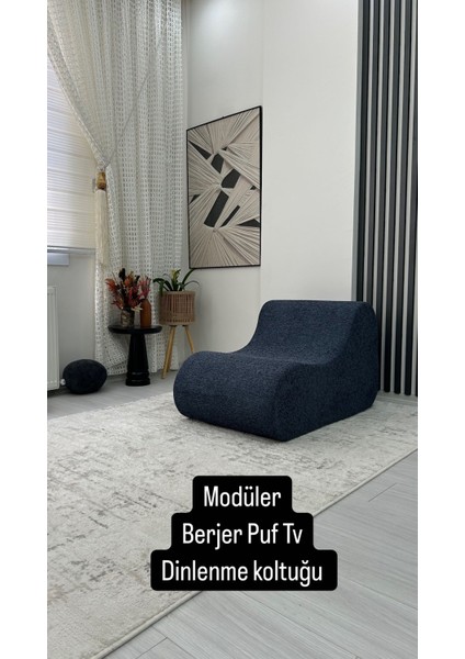 Tekli Mavi Bukle Aktivite Salon Balkon Ofis Berjer Koltuk Tv Dinlenme Koltuğu