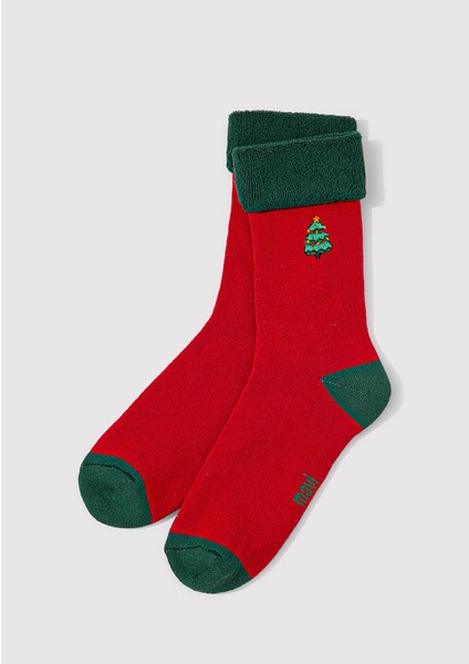 Yılbaşı Temalı Kırmızı Bot Çorabı 1912192-29579