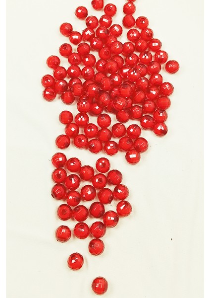 Dünya Boncuk Içten Boncuklu Bileklik Çanta Boncuğu 10 mm 50 gr Kırmızı - BNC466