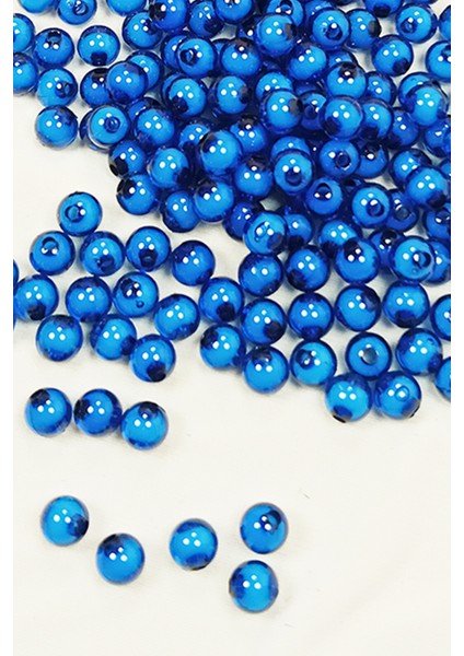 Yuvarlak Boncuk Içten Boncuklu Bileklik Çanta Boncuğu 8 mm 50 gr Mavi - BNC468