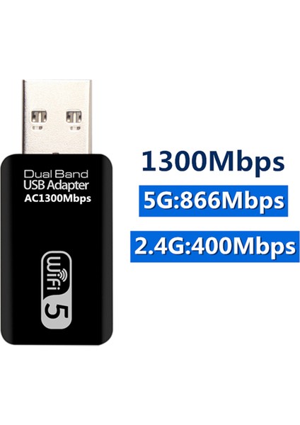 USB Wifi Adaptörü 5ghz Wifi USB Adaptörü AC1300MBPS Wifi Adaptörü Çift Bant USB 3.0 Ethernet 2.4g 5g Wifi Anteni (Yurt Dışından)