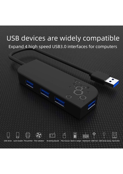 Usb3.0 Hub 4 Port USB 3.0+Tip C Yerleştirme Istasyonu Çoklu Cihaz Bilgisayar Dizüstü Bilgisayar Ayırıcı Adaptörü USB Hub (Yurt Dışından)