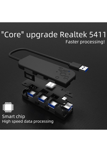 Usb3.0 Hub 4 Port USB 3.0+Tip C Yerleştirme Istasyonu Çoklu Cihaz Bilgisayar Dizüstü Bilgisayar Ayırıcı Adaptörü USB Hub (Yurt Dışından)