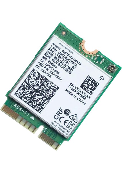 Intel 9461NGW Wifi Kartı + Bölme + Anten Kiti Ac 9461 2.4g/5g 802.11AC M2 Anahtar E Cnvı Bluetooth 5.0 Kablosuz Adaptör (Yurt Dışından)
