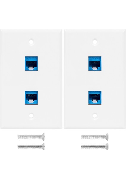 2'li Paket 2 Bağlantı Noktalı Ethernet Duvar Plakası, RJ45 Cat6 Dişi - Dişi Jak Sıralı Bağlayıcı Yüz Plakaları, 2 Bağlantı Noktalı (Yurt Dışından)