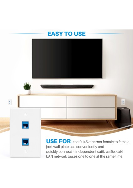 2'li Paket 2 Bağlantı Noktalı Ethernet Duvar Plakası, RJ45 Cat6 Dişi - Dişi Jak Sıralı Bağlayıcı Yüz Plakaları, 2 Bağlantı Noktalı (Yurt Dışından) fırsatları