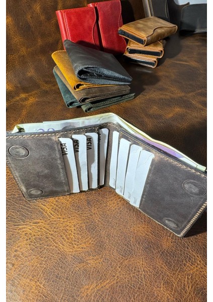 Deri Cüzdan Para Koyma Bölmeli Kartlık ve Mıknatıs Kapama - Unisex fırsatları