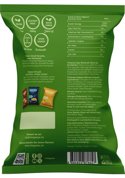Vitapeas Egre Baharatlı Nohut Cipsi 55 gr x 12