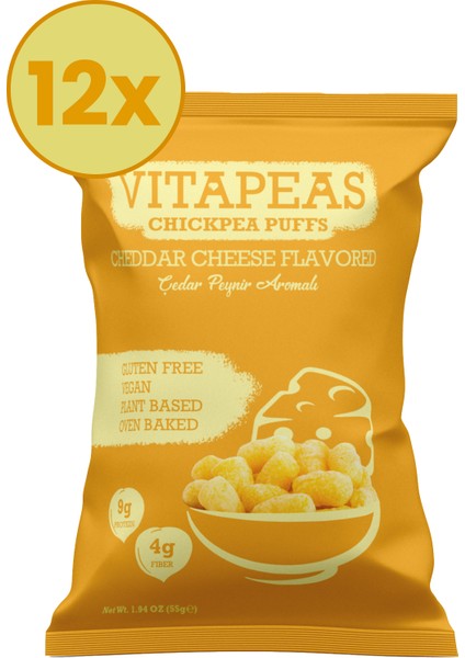 Vitapeas Vegran Çedar Peynirli Nohut Cipsi 55 gr x 12