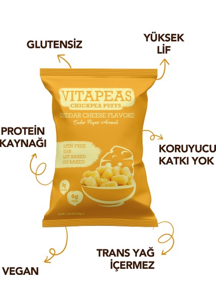 Vitapeas Vegran Çedar Peynirli Nohut Cipsi 55 gr x 12