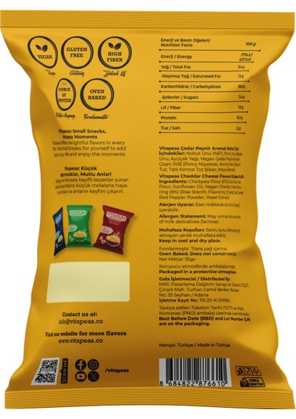 Vitapeas Vegran Çedar Peynirli Nohut Cipsi 55 gr x 12