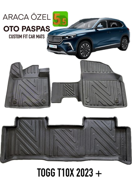 Newdeco Togg T10X 2023 ve Sonrasi Için 5,5d Carbon Style Havuzlu Paspas - Tpe Malzeme