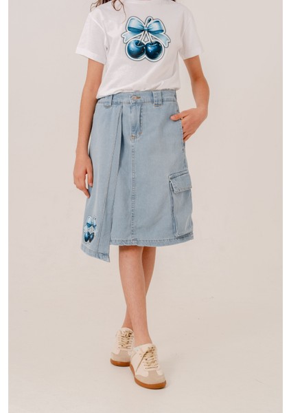 Kız Çocuk Sağ Üst Parçalı Kot Etek 2602