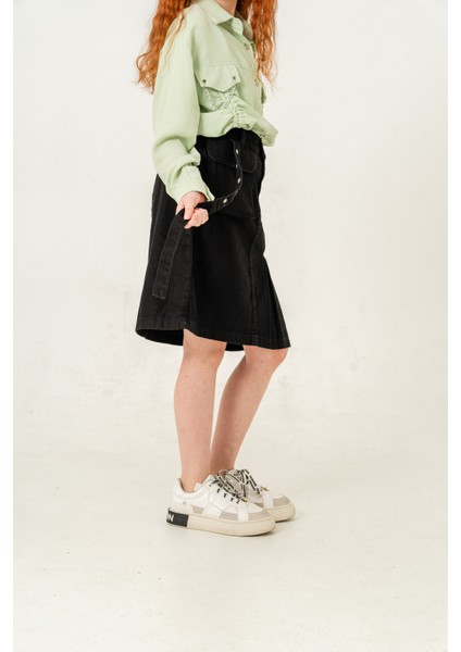 Kız Çocuk Sol Pileli Kot Etek 2955 modelleri