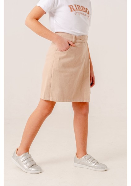 Kız Çocuk Renkli Keten Şort Etek 2876