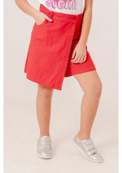 Kız Çocuk Renkli Keten Şort Etek 2876