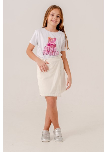 Kız Çocuk Renkli Keten Şort Etek 2876