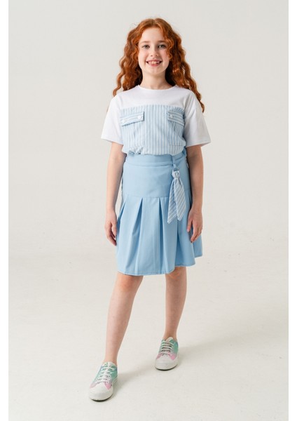 Kız Çocuk Pileli Keten Etek 2957
