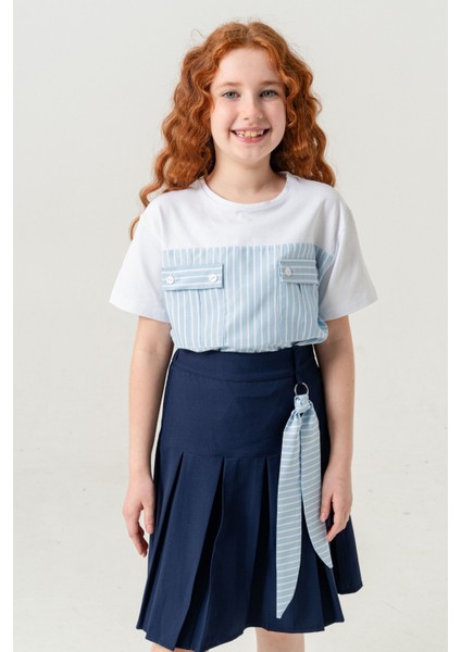 Kız Çocuk Pileli Keten Etek 2957