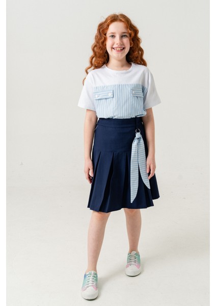 Kız Çocuk Pileli Keten Etek 2957 fiyatları