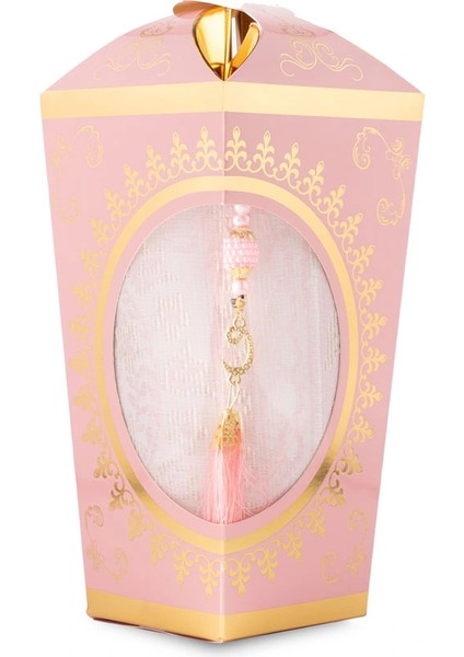 Ramazan Feneri Tesbih + Seccade Hediye Seti (Kraft Asetat Kutu, Pembe)