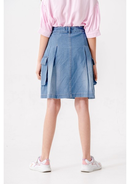 Kız Çocuk Pileli Körük Cepli Kot Etek 2604 fırsatları