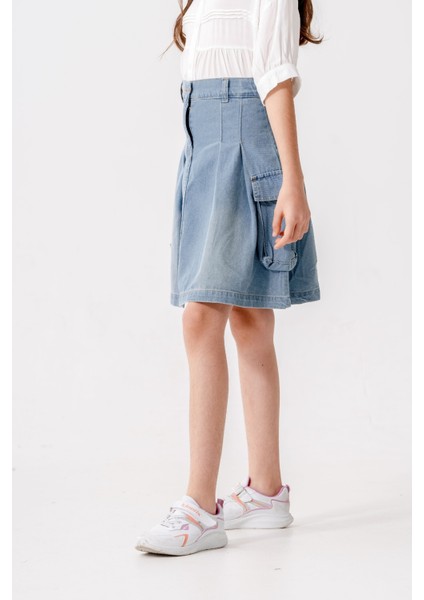 Kız Çocuk Pileli Körük Cepli Kot Etek 2604 fırsatları