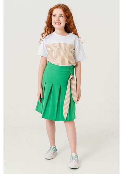 Kız Çocuk Pileli Keten Etek 2957 fiyatları
