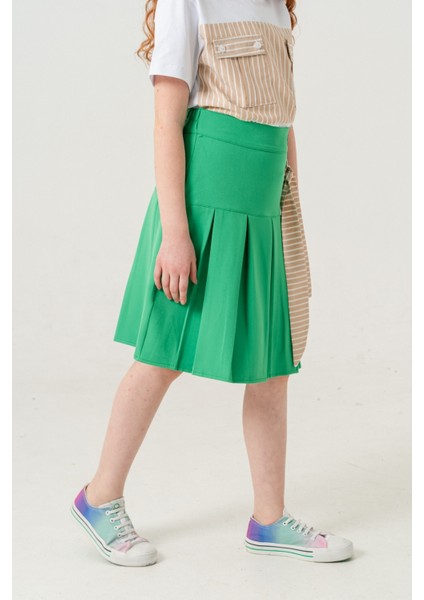 Kız Çocuk Pileli Keten Etek 2957 modelleri