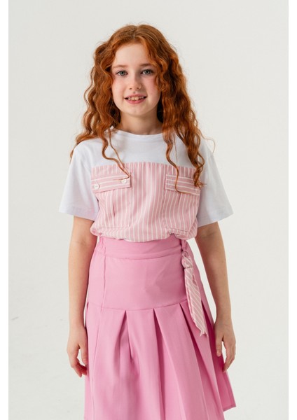 Kız Çocuk Pileli Keten Etek 2957 modelleri