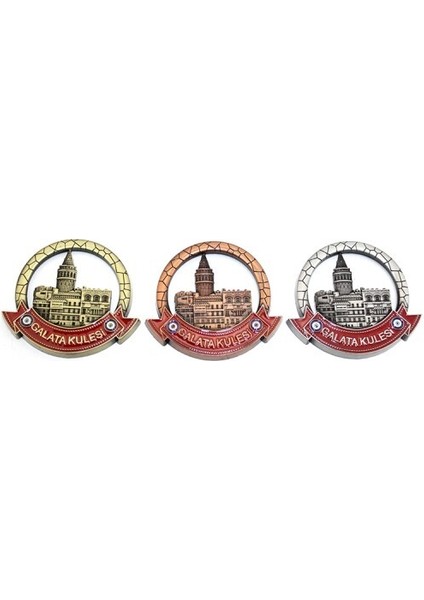 Istanbul Temalı Metal Magnet Galata Kulesi Yuvarlak Tasarım