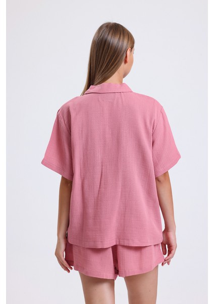Pembe Müslin Şortlu Takım