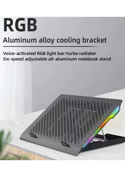 Şok Soğutma Profesyonel Dizüstü Bilgisayar Notebook Soğutucu Laptop Stand Işıklı Oyuncu Laptoplarına Özel Tek Büyük Fanı Ile Hızlı Soğutma 2 USB Giriş S601