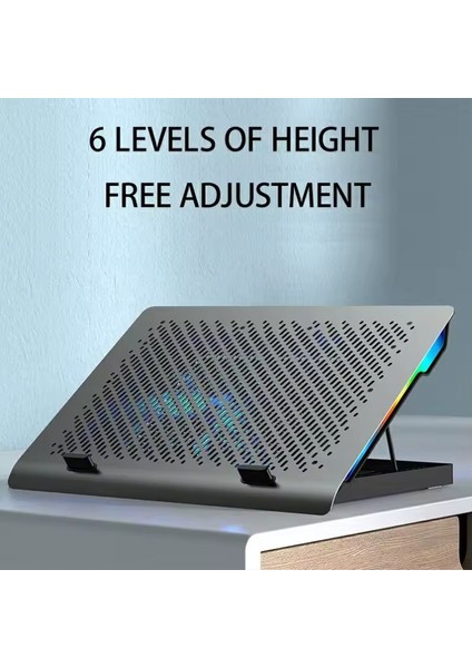 Şok Soğutma Profesyonel Dizüstü Bilgisayar Notebook Soğutucu Laptop Stand Işıklı Oyuncu Laptoplarına Özel Tek Büyük Fanı Ile Hızlı Soğutma 2 USB Giriş S601