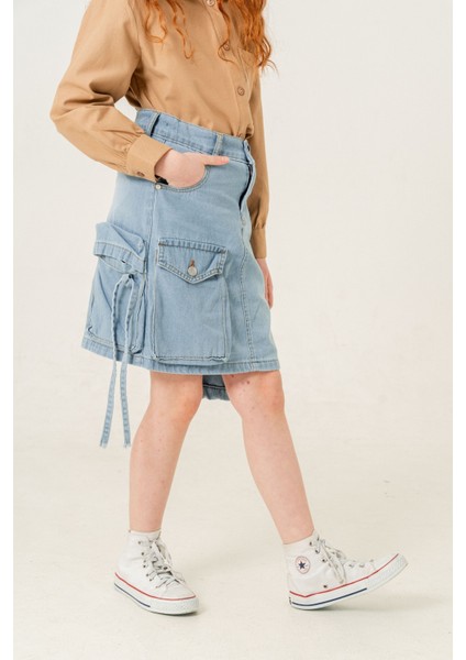 Kız Çocuk Körük Cepli Kot Etek 2601 fiyatları