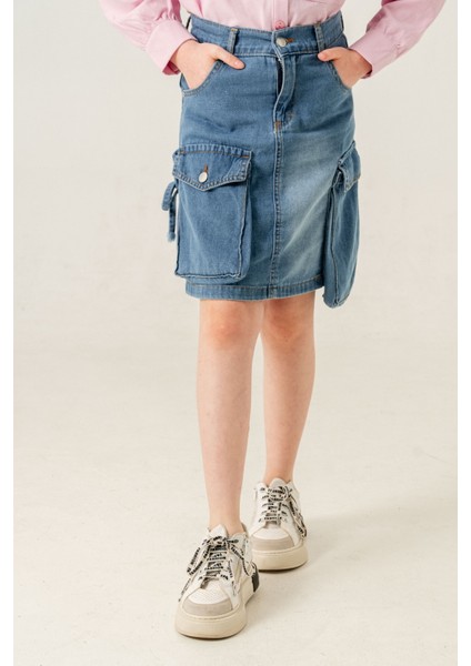 Kız Çocuk Körük Cepli Kot Etek 2601 fiyatları