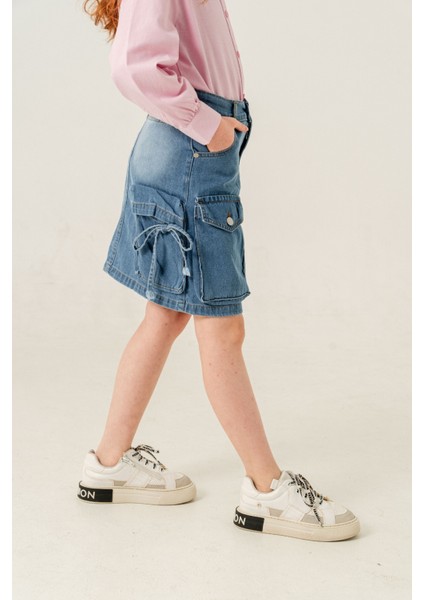 Kız Çocuk Körük Cepli Kot Etek 2601 fırsatları