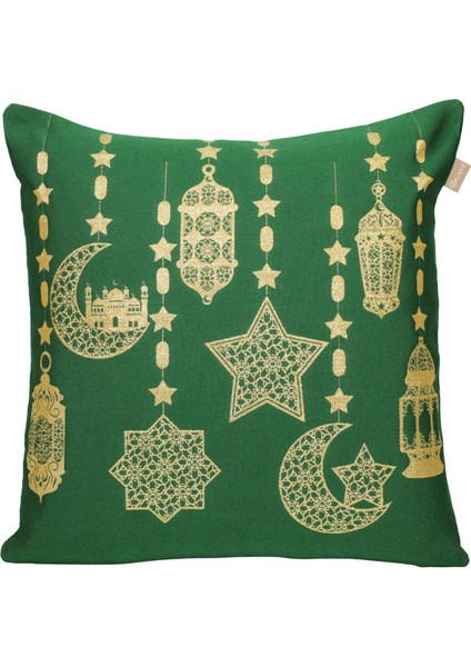 Belıeve Ramazan Fener Jakarlı Dokuma Goblen Dekoratif Yeşil Kırlent 45 x 45