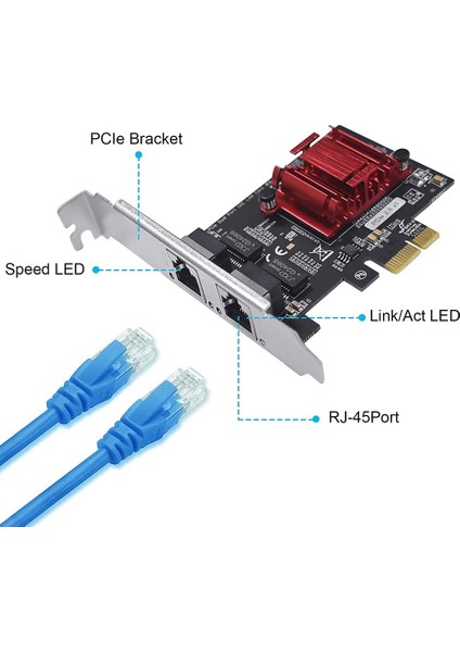Çift Bağlantı Noktalı Pcıe Gigabit Ağ Kartı 1000M Pcı Express Ethernet Adaptörü, 82576 Iki Bağlantı Noktalı Lan Nıc Kartı (Yurt Dışından) fiyatları