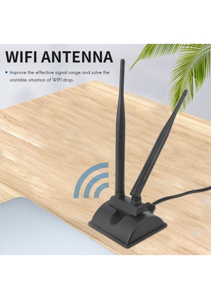 2.4g/5g Çift Bantlı Anten, 6.5ft Uzatma Kablosu ile 6db Manyetik Tabanlı Kablosuz Ağ Kartı Wıfı Sma Anteni (Yurt Dışından)