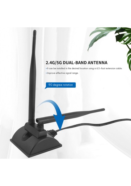 2.4g/5g Çift Bantlı Anten, 6.5ft Uzatma Kablosu ile 6db Manyetik Tabanlı Kablosuz Ağ Kartı Wıfı Sma Anteni (Yurt Dışından)