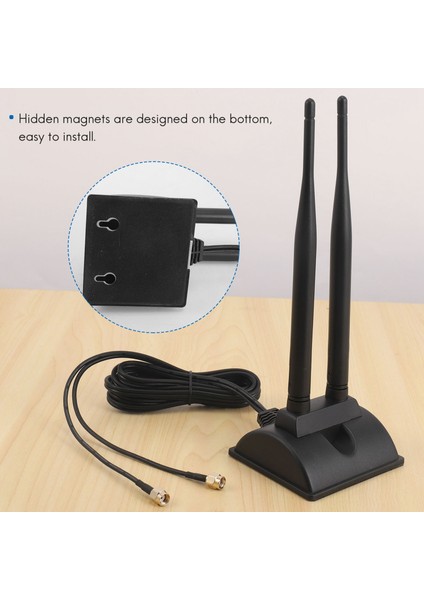 2.4g/5g Çift Bantlı Anten, 6.5ft Uzatma Kablosu ile 6db Manyetik Tabanlı Kablosuz Ağ Kartı Wıfı Sma Anteni (Yurt Dışından)