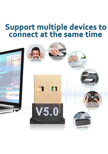 Pc Için USB Bluetooth 5.0 Adaptörü WIN10/8.1/8/7/BLUETOOTH Dongle Alıcı/verici Kulaklığı Bağlama Desteği Için (Yurt Dışından)