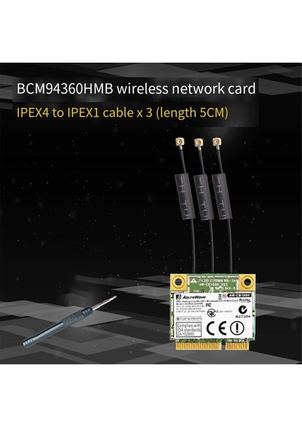 Broadcom Chip Nıc BCM94360HMB Dizüstü Gigabit AC1300M Bluetooth 4.0 Kablosuz Nıc Pcı-E Arayüzü Nıc,e (Yurt Dışından)